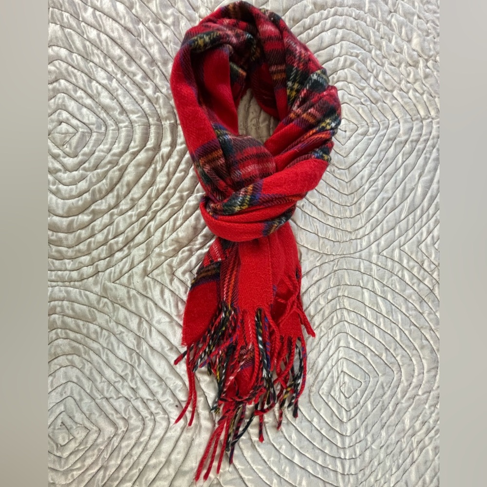 Christian Dior Monsieur Vintage Red Plaid Cashmaire Scarf Made in Japan - Picture 14 of 15